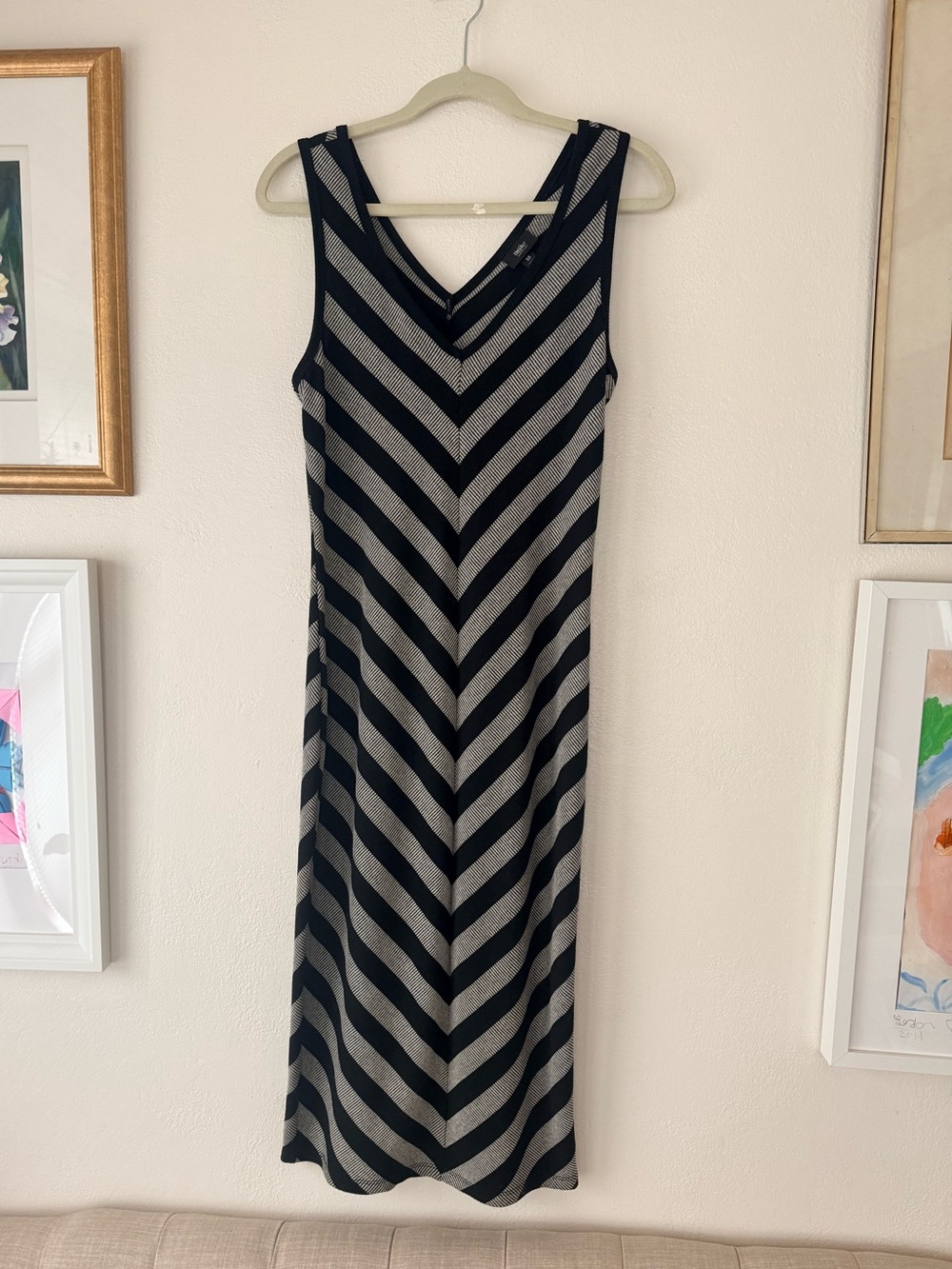 Mossimo Supply Co. Black and Gray Striped Maxi Dress